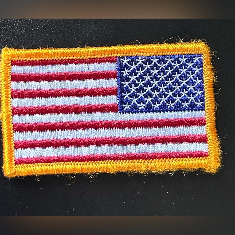 Embroidered American Flag Patch with Yellow Border